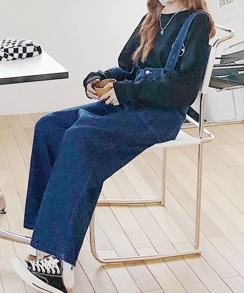 Grandeir（グランディール）の「ゆるデニムワイドサロペット（サロペット/オーバーオール・レディース・インディゴブルー・M/L/XXL/XL）」の8枚目の写真