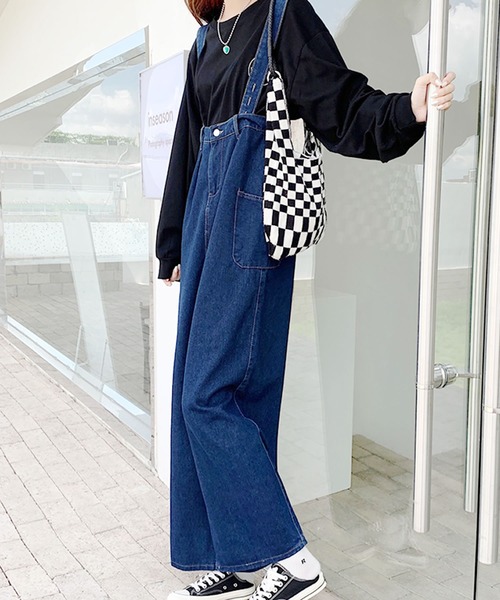 Grandeir（グランディール）の「ゆるデニムワイドサロペット（サロペット/オーバーオール・レディース・インディゴブルー・M/L/XXL/XL）」の5枚目の写真