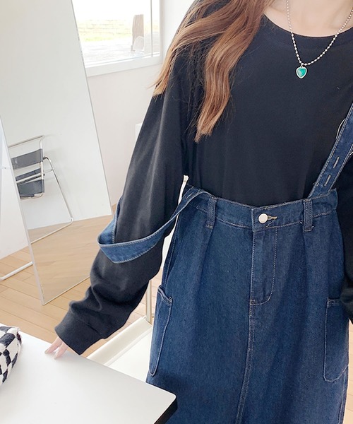 Grandeir（グランディール）の「ゆるデニムワイドサロペット（サロペット/オーバーオール・レディース・インディゴブルー・M/L/XXL/XL）」の6枚目の写真