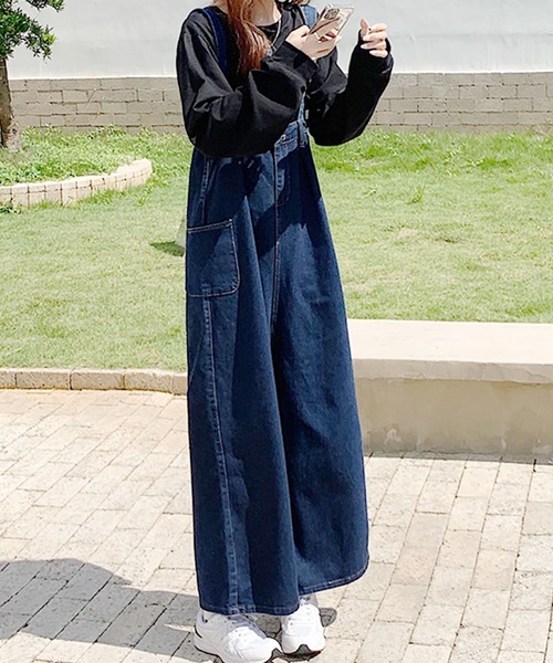 Grandeir（グランディール）の「ゆるデニムワイドサロペット（サロペット/オーバーオール・レディース・インディゴブルー・M/L/XXL/XL）」の10枚目の写真