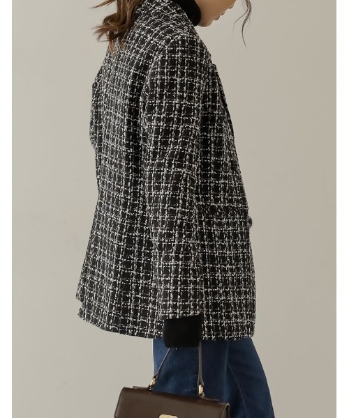 Re:EDIT（リエディ）の「MIXツイードダブルテーラードジャケット（テーラードジャケット・レディース・ブラック/ホワイト・MEDIUM/LARGE）」の12枚目の写真