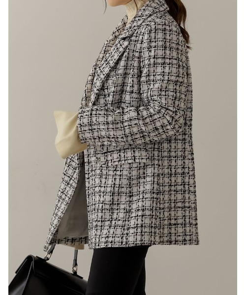 Re:EDIT（リエディ）の「MIXツイードダブルテーラードジャケット（テーラードジャケット・レディース・ブラック/ホワイト・MEDIUM/LARGE）」の14枚目の写真