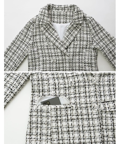 Re:EDIT（リエディ）の「MIXツイードダブルテーラードジャケット（テーラードジャケット・レディース・ブラック/ホワイト・MEDIUM/LARGE）」の8枚目の写真