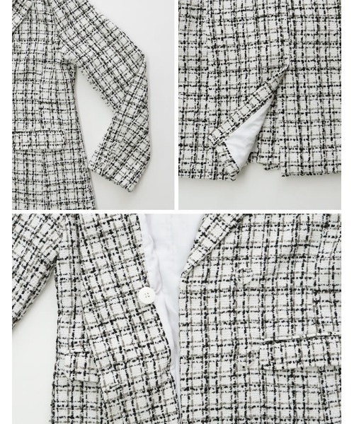 Re:EDIT（リエディ）の「MIXツイードダブルテーラードジャケット（テーラードジャケット・レディース・ブラック/ホワイト・MEDIUM/LARGE）」の6枚目の写真
