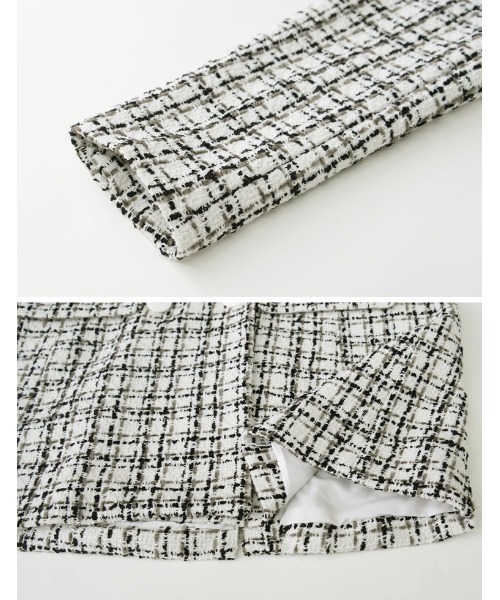 Re:EDIT（リエディ）の「MIXツイードダブルテーラードジャケット（テーラードジャケット・レディース・ブラック/ホワイト・MEDIUM/LARGE）」の4枚目の写真