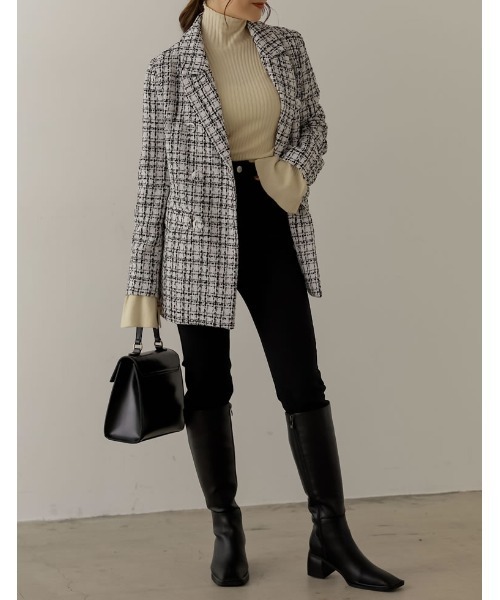 Re:EDIT（リエディ）の「MIXツイードダブルテーラードジャケット（テーラードジャケット・レディース・ブラック/ホワイト・MEDIUM/LARGE）」の13枚目の写真