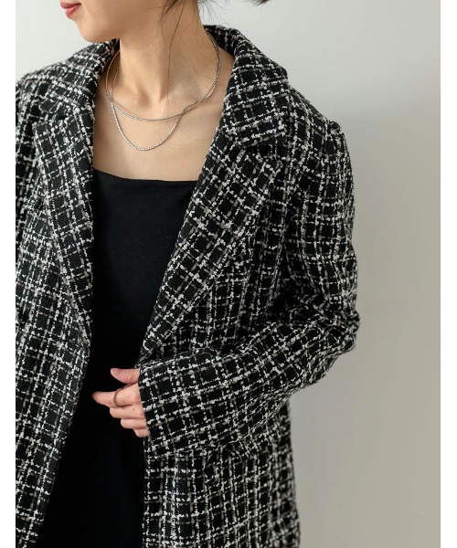 Re:EDIT（リエディ）の「MIXツイードダブルテーラードジャケット（テーラードジャケット・レディース・ブラック/ホワイト・MEDIUM/LARGE）」の19枚目の写真