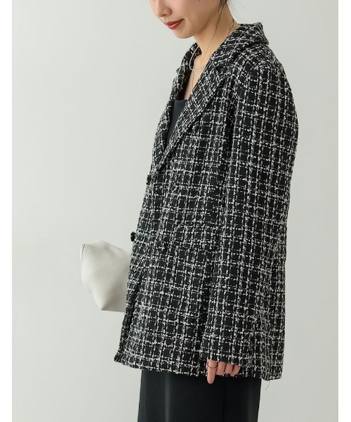 Re:EDIT（リエディ）の「MIXツイードダブルテーラードジャケット（テーラードジャケット・レディース・ブラック/ホワイト・MEDIUM/LARGE）」の20枚目の写真