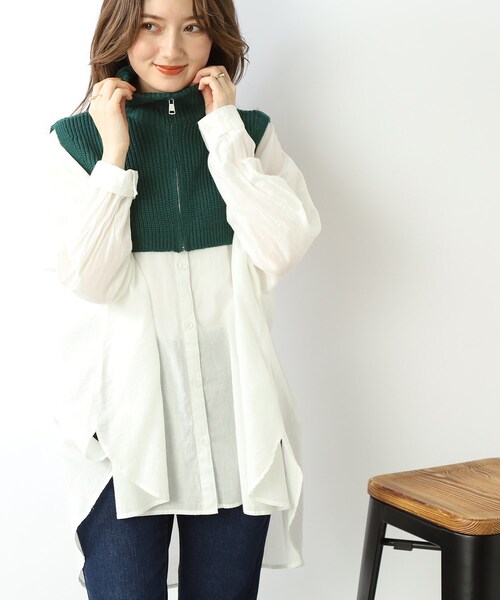 SHOO・LA・RUE（シューラルー）の「◆【いつものコーデにプラスして◎】ニットネックウォーマー（ネックウォーマー/スヌード・レディース・アイボリー/グリーン/グレー/ブラック・00）」の4枚目の写真