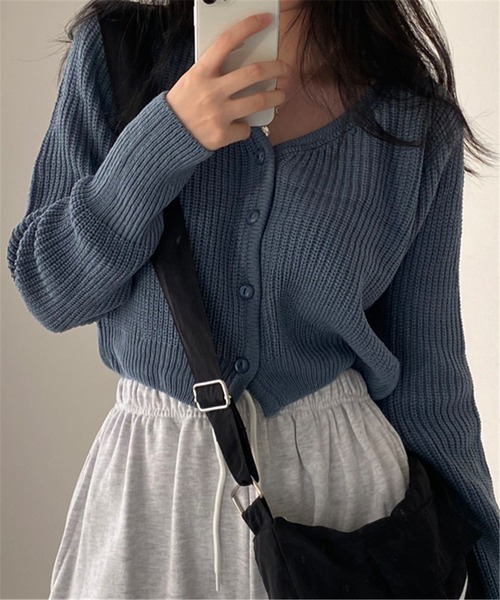 MAISON DE THERESE（メゾン ド テレーズ）の「ショートニットカーディガン（カーディガン/ボレロ・レディース・グレー/ブルー/ブラック・FREE）」の3枚目の写真