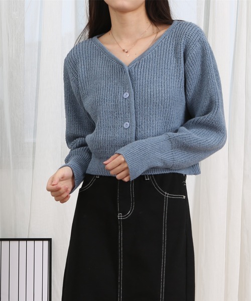 MAISON DE THERESE（メゾン ド テレーズ）の「ショートニットカーディガン（カーディガン/ボレロ・レディース・グレー/ブルー/ブラック・FREE）」の7枚目の写真