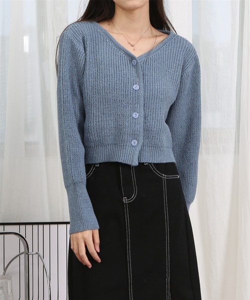 MAISON DE THERESE（メゾン ド テレーズ）の「ショートニットカーディガン（カーディガン/ボレロ・レディース・グレー/ブルー/ブラック・FREE）」の4枚目の写真