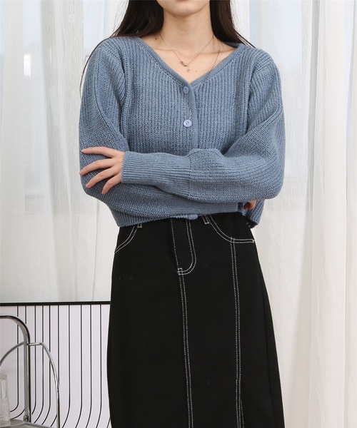 MAISON DE THERESE（メゾン ド テレーズ）の「ショートニットカーディガン（カーディガン/ボレロ・レディース・グレー/ブルー/ブラック・FREE）」の16枚目の写真