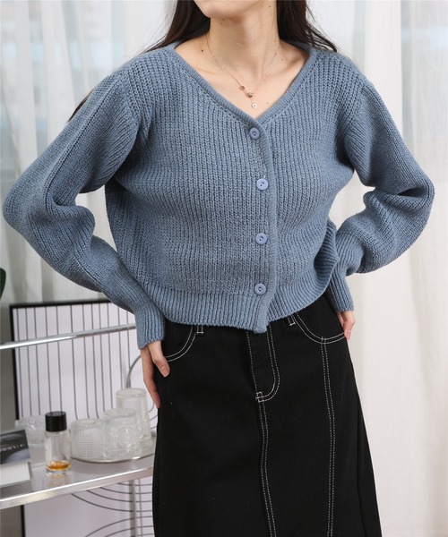 MAISON DE THERESE（メゾン ド テレーズ）の「ショートニットカーディガン（カーディガン/ボレロ・レディース・グレー/ブルー/ブラック・FREE）」の8枚目の写真