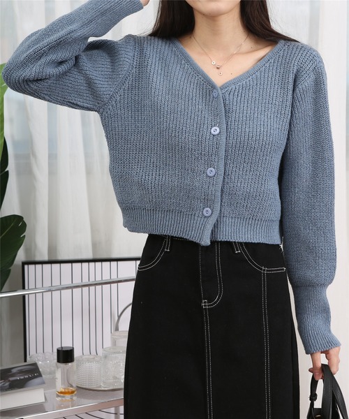 MAISON DE THERESE（メゾン ド テレーズ）の「ショートニットカーディガン（カーディガン/ボレロ・レディース・グレー/ブルー/ブラック・FREE）」の5枚目の写真