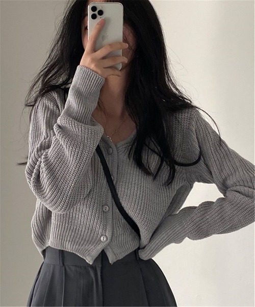 MAISON DE THERESE（メゾン ド テレーズ）の「ショートニットカーディガン（カーディガン/ボレロ・レディース・グレー/ブルー/ブラック・FREE）」の22枚目の写真