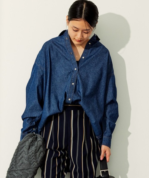 AMERICAN HOLIC(アメリカンホリック)の「ドロップショルダーデニムシャツ(シャツ/ブラウス・レディース・インディゴブルー・M/L)」の1枚目の写真