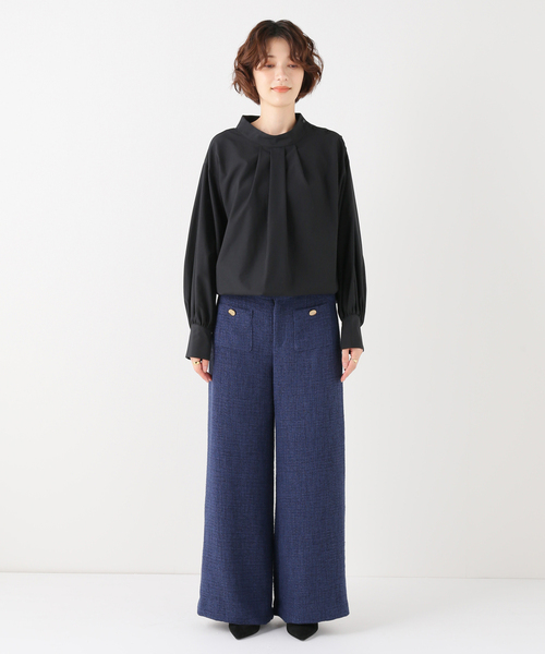 Spick and Span スタンドカラーショルダーボタンブラウス　ブラック Spick & Span（スピックアンドスパン）の「スタンドカラーショルダー