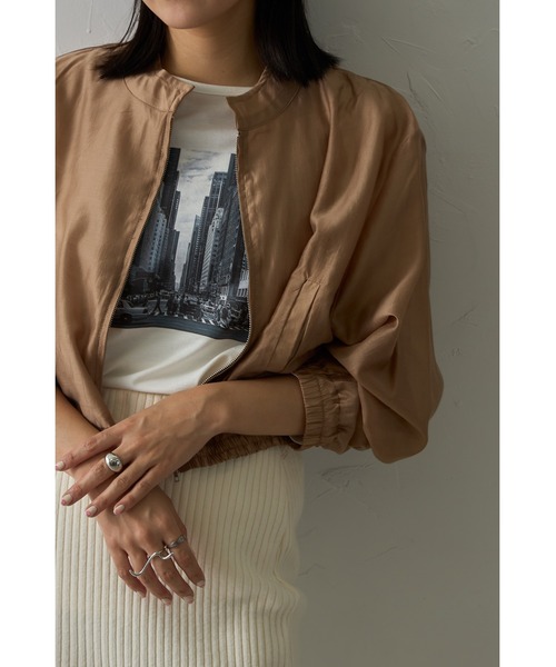 each（イーチ）の「テンセルシアージップブルゾン（ブルゾン・レディース・ホワイト/ベージュ/ブラック・FREE）」の4枚目の写真