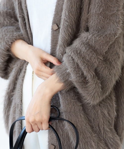 BEAMS HEART（ビームスハート）の「フェザーヤーン カーディガン（ウォッシャブル）（カーディガン/ボレロ・レディース・ホワイト系その他5/ブラウン系その他4/グリーン/ブルー系その他/グレー/ピンク/チャコールグレー・FREE）」の8枚目の写真