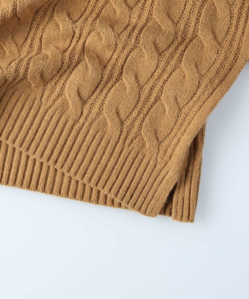 HONEYSUCKLE ROSE（ハニーサックルローズ）の「【HONEYSUCKLE ROSE】ケーブルクルーネックニット（ニット/セーター・レディース・オフホワイト/パープル/キャメル・L/M）」の6枚目の写真