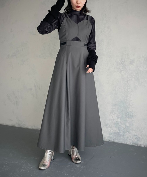 &g'aime（アンジェム）の「【&g’aime】フレアキャミワンピース（ワンピース・レディース・ブラック/カーキ/チャコール・FREE）」の18枚目の写真