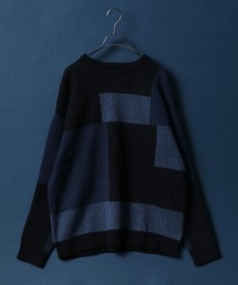 Color Switching Design Knit Pullover/切り替え オーバーサイズ ニット プルオーバー
