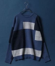 Color Switching Design Knit Pullover/切り替え オーバーサイズ ニット プルオーバー