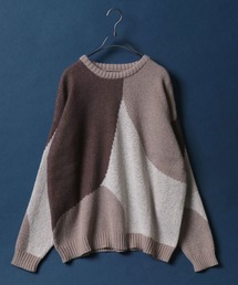 Color Switching Design Knit Pullover/切り替え オーバーサイズ ニット プルオーバー