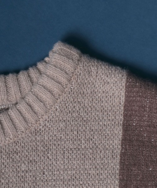 ANPAS（アンパス）の「Color Switching Design Knit Pullover/切り替え オーバーサイズ ニット プルオーバー（ニット/セーター・メンズ・ブラック系その他2/ブラック系その他3/ベージュ系その他2/ブルー系その他2/ブラック系その他/グレー系その他/ベージュ系その他/グリーン系その他/ブルー系その他/レッド系その他・M/L）」の11枚目の写真