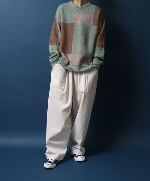 ANPAS（アンパス）の「Color Switching Design Knit Pullover/切り替え オーバーサイズ ニット プルオーバー（ニット/セーター・メンズ・ブラック系その他2/ブラック系その他3/ベージュ系その他2/ブルー系その他2/ブラック系その他/グレー系その他/ベージュ系その他/グリーン系その他/ブルー系その他/レッド系その他・M/L）」の17枚目の写真