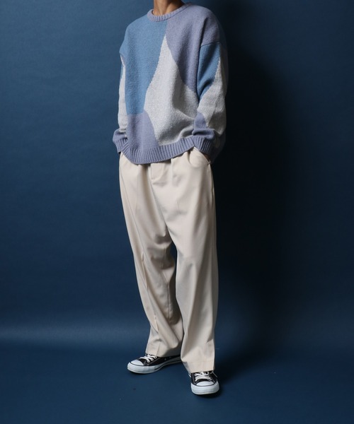 ANPAS（アンパス）の「Color Switching Design Knit Pullover/切り替え オーバーサイズ ニット プルオーバー（ニット/セーター・メンズ・ブラック系その他2/ブラック系その他3/ベージュ系その他2/ブルー系その他2/ブラック系その他/グレー系その他/ベージュ系その他/グリーン系その他/ブルー系その他/レッド系その他・M/L）」の19枚目の写真