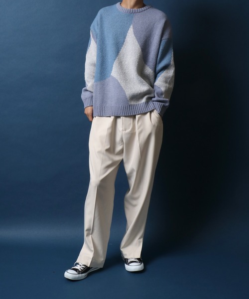 ANPAS（アンパス）の「Color Switching Design Knit Pullover/切り替え オーバーサイズ ニット プルオーバー（ニット/セーター・メンズ・ブラック系その他2/ブラック系その他3/ベージュ系その他2/ブルー系その他2/ブラック系その他/グレー系その他/ベージュ系その他/グリーン系その他/ブルー系その他/レッド系その他・M/L）」の18枚目の写真