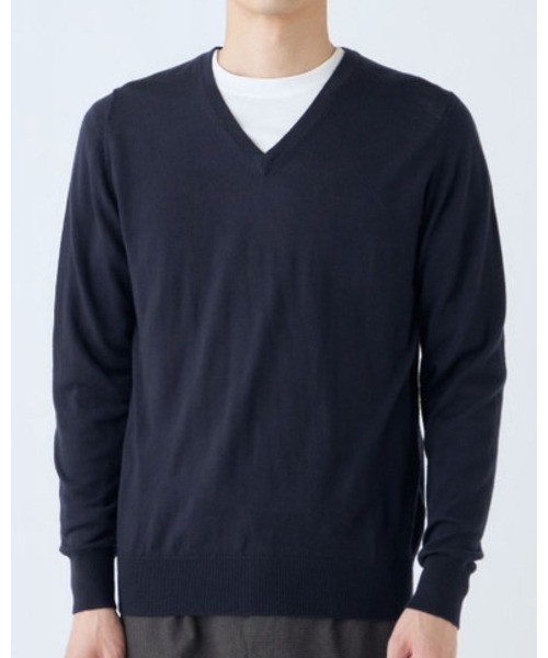 SUIT SELECT（スーツセレクト）の「【ニットアンサンブル】キャッシュウール　Vネックセーター（ニット/セーター・メンズ・ネイビー/ブラック/チャコールグレー・L/M/S/LL）」の3枚目の写真