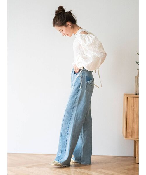 Ungrid（アングリッド）の「ウエストリメイクカットオフルーズデニム（デニムパンツ・レディース・ブルー・24inch/25inch/26inch）」の21枚目の写真