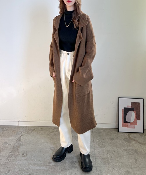 Futier land（フューティアランド）の「ロングニットテーラーガウン（その他アウター・レディース・キャメル/ダークブラウン/アイボリー・FREE）」の10枚目の写真