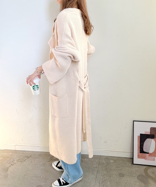 Futier land（フューティアランド）の「ロングニットテーラーガウン（その他アウター・レディース・キャメル/ダークブラウン/アイボリー・FREE）」の11枚目の写真