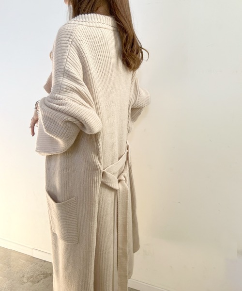 Futier land（フューティアランド）の「ロングニットテーラーガウン（その他アウター・レディース・キャメル/ダークブラウン/アイボリー・FREE）」の12枚目の写真