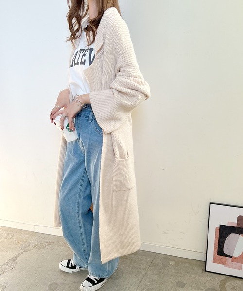 Futier land（フューティアランド）の「ロングニットテーラーガウン（その他アウター・レディース・キャメル/ダークブラウン/アイボリー・FREE）」の15枚目の写真