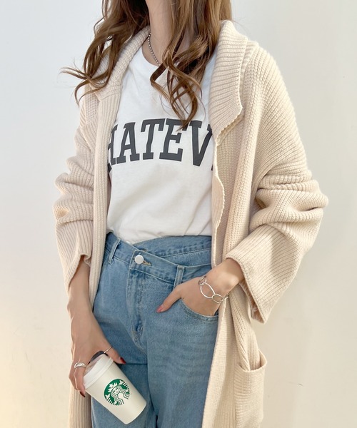 Futier land（フューティアランド）の「ロングニットテーラーガウン（その他アウター・レディース・キャメル/ダークブラウン/アイボリー・FREE）」の16枚目の写真