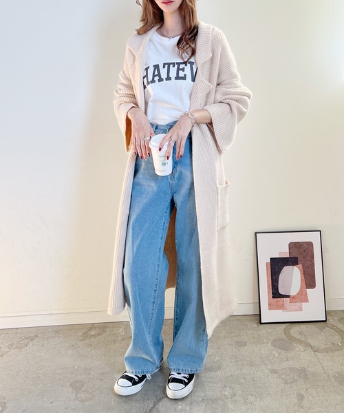 Futier land（フューティアランド）の「ロングニットテーラーガウン（その他アウター・レディース・キャメル/ダークブラウン/アイボリー・FREE）」の22枚目の写真