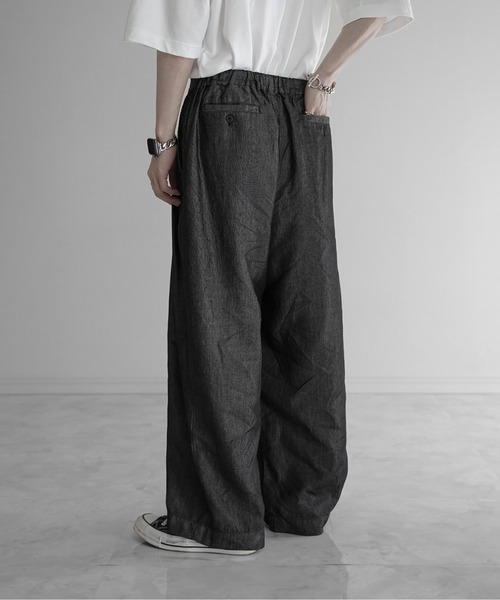KUUUPY(クーピー)の「Wide Tapered Pants Lyocell Denim - ワイドテーパードリヨセルデニム(デニムパンツ・メンズ・インディゴブルー/ブラック・SMALL/MEDIUM/LARGE)」の8枚目の写真