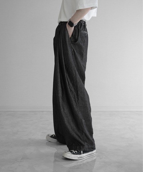KUUUPY(クーピー)の「Wide Tapered Pants Lyocell Denim - ワイドテーパードリヨセルデニム(デニムパンツ・メンズ・インディゴブルー/ブラック・SMALL/MEDIUM/LARGE)」の6枚目の写真