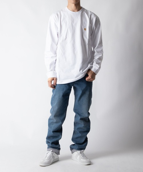 Carhartt WIP(カーハートダブリューアイピー)の「CARHARTT WIP L/S CHASE T-SHIRT カーハート ワークインプログレス チェイス ワンポイント ロンT(Tシャツ/カットソー・メンズ・ブラック/グレー系1/ホワイト/ネイビー/ホワイト系1・MEDIUM/X-SMALL/LARGE/SMALL/X-LARGE/XX-LARGE)」の18枚目の写真