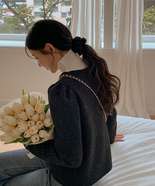 SONA(ソナ)の「SONYUNARA ゴールドボタンツイードジャケット(ノーカラージャケット・レディース・ブラック・ONE SIZE)」の12枚目の写真