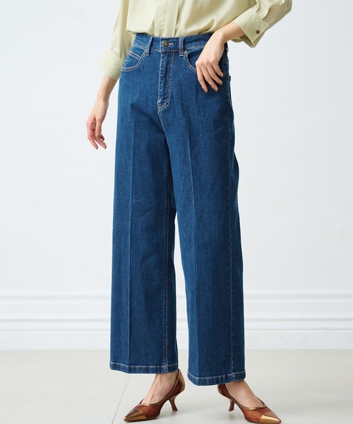 RANAN（ラナン）の「[4サイズ展開]美脚見えストレッチセミワイドデニム（デニムパンツ・レディース・モカ/ブルー/ブラック/ベージュ・61/67/70/64）」の4枚目の写真