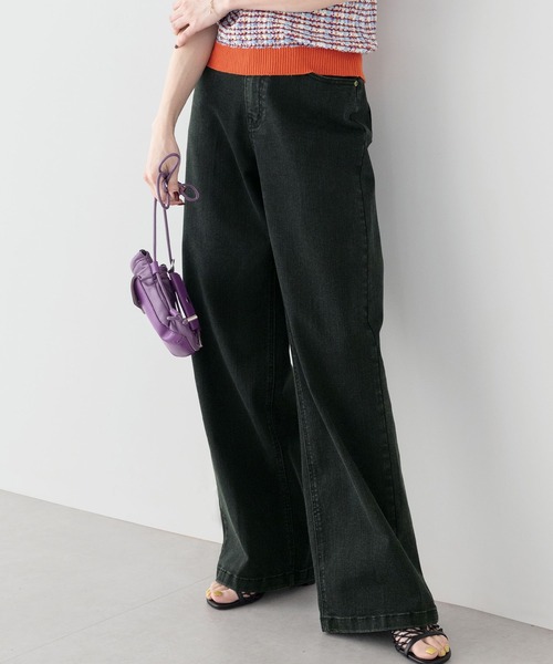 RANAN（ラナン）の「[4サイズ展開]美脚見えストレッチセミワイドデニム（デニムパンツ・レディース・モカ/ブルー/ブラック/ベージュ・61/67/70/64）」の2枚目の写真