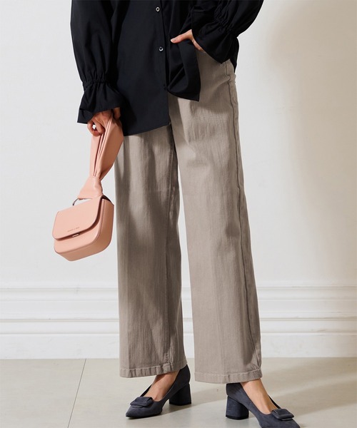 RANAN（ラナン）の「[4サイズ展開]美脚見えストレッチセミワイドデニム（デニムパンツ・レディース・モカ/ブルー/ブラック/ベージュ・61/67/70/64）」の3枚目の写真