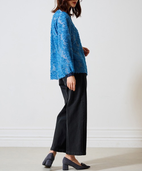 RANAN（ラナン）の「[4サイズ展開]美脚見えストレッチセミワイドデニム（デニムパンツ・レディース・モカ/ブルー/ブラック/ベージュ・61/67/70/64）」の8枚目の写真