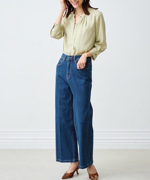 RANAN（ラナン）の「[4サイズ展開]美脚見えストレッチセミワイドデニム（デニムパンツ・レディース・モカ/ブルー/ブラック/ベージュ・61/67/70/64）」の22枚目の写真